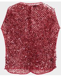 LAPOINTE - Sequin Net Mesh Cape Top - Lyst