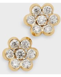 Bayco - 18k Yellow Gold Diamond Floral Stud Earrings - Lyst
