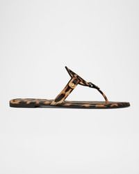 Tory Burch - Miller Leopard-Print Leather Logo Sandals - Lyst