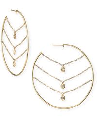Kastel Jewelry - Siren 14k Gold Three-row Chain Diamond Hoop Earrings - Lyst