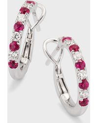 Frederic Sage - Small Alternating Diamond And Ruby Hoop Earrings - Lyst