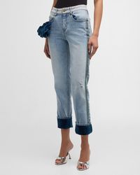 Hellessy - Carl Mid-Rise Velvet Corsage And Cuff Slim-Leg Crop Jeans - Lyst