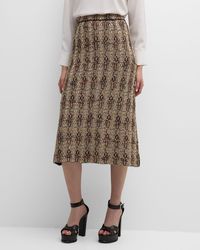Misook - Metallic Tweed Knit A-line Midi Skirt - Lyst