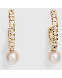 Mizuki - 14K And Diamond Small Hoop Earrings With Pearls - Lyst