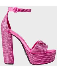 Prada - Crystal Ankle-Strap Platform Sandals - Lyst