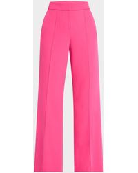 MILLY - Nash High-Rise Wide-Leg Cady Pants - Lyst