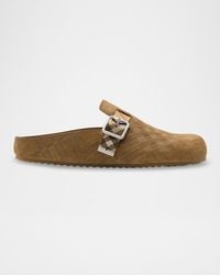 Burberry - Apos;S Urchin Suede Check-Embossed Clogs - Lyst