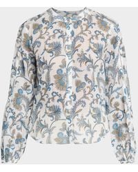 Veronica Beard - Soleil Paisley-Print Ramie Blouse - Lyst