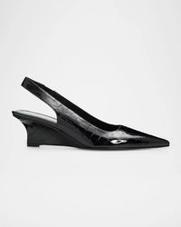 Stuart Weitzman - Vinnie 50Mm Croc-Embossed Leather Slingback Sandals - Lyst