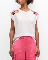 Essentiel Antwerp - Fequins Sequin-Embroidered Short-Sleeve Organic Cotton T-Shirt - Lyst