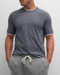 Brunello Cucinelli - Crewneck T-Shirt With Faux-Layering - Lyst
