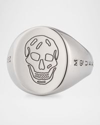 McQueen - Skull Logo Signet Ring - Lyst