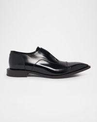 Lanvin - Apos;S Point-Toe Laceless Leather Oxfords - Lyst