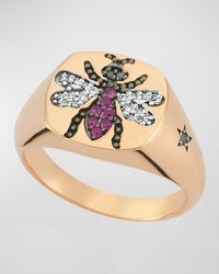 BeeGoddess - Pink Sapphire And Diamond Bee Ring, Size 7 - Lyst