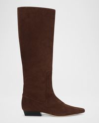 STAUD - Wally Suede Flat Knee-High Boots - Lyst