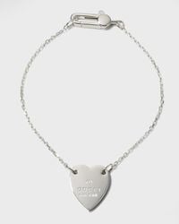 Gucci - Sterling Heart Bracelet With Trademark - Lyst