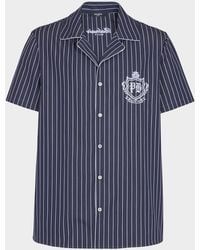Balmain - Stripe Poplin College Emblem Short-Sleeve Pajama Shirt - Lyst