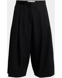 The Row - Kalyan Wide-Leg Wool Gabardine Shorts - Lyst