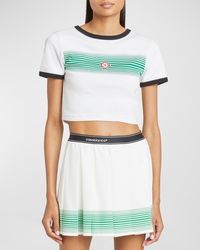 Casablancabrand - Logo Stripe Short-Sleeve Crop Ringer T-Shirt - Lyst