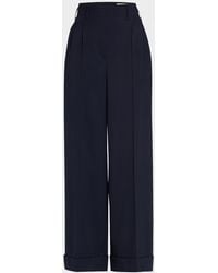 Maison Common - Wool-Blend Wide-Leg Cuffed Pants - Lyst