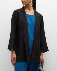 Eileen Fisher - Shawl-Collar Crinkled Open-Front Jacket - Lyst
