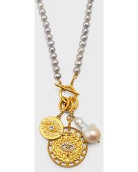 Sequin - Multi-Charm Pearl Toggle Necklace - Lyst