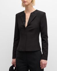 Roland Mouret - Zip-Front Long-Sleeve Crepe Top - Lyst