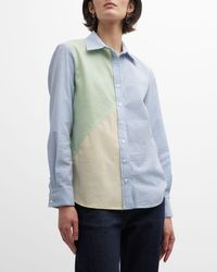 Finley - Topanga Striped Colorblock Seersucker Shirt - Lyst
