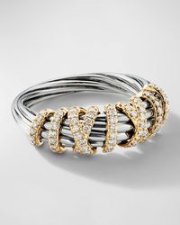 David Yurman - Helena Ring With Diamonds And 18k Gold In Silver, 7.7mm - Lyst