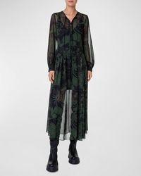 Akris - Abraham Flower-Print Gathered Silk Georgette Maxi Dress - Lyst
