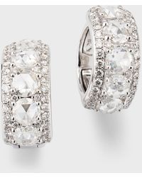 64 Facets - 18k White Gold Diamond Huggie Hoop Earrings - Lyst
