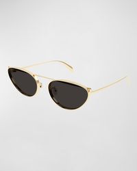 Alexander McQueen - Studded Metal Cat-eye Aviator Sunglasses - Lyst