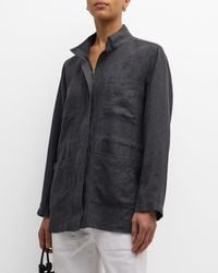 Eileen Fisher - Stand-Collar Organic Linen Jacket - Lyst