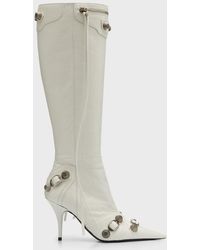 Balenciaga - Cagole Lambskin Buckle Zip Knee Boots - Lyst