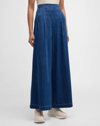 Rosetta Getty - High-Rise Pleated Wide-Leg Ankle Pants - Lyst