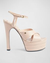 Gucci - Angel 135mm Leather Platform Sandals - Lyst