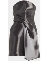 Kate Barton - Kate Strapless Draped Liquid-Effect Mini Dress - Lyst