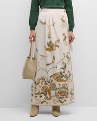 Loro Piana - Athina Moroccan Floral Embroidered Cady Maxi Wrap Skirt - Lyst