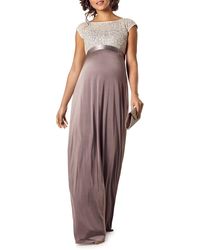 TIFFANY ROSE - Maternity Mia Cap-sleeve Gown With Sequin Bodice & Full-length Skirt - Lyst
