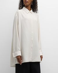 The Row - Nomoon Pinstripe-Print Collared Silk Shirt - Lyst
