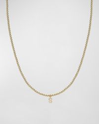 Zoe Lev - 14k Gold Mini Diamond Initial Bead Necklace - Lyst