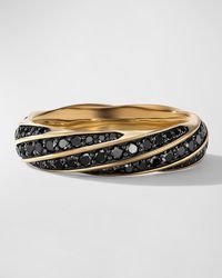 David Yurman - Cable Edge Band Ring With Black Diamonds In 18k Gold, 6mm - Lyst