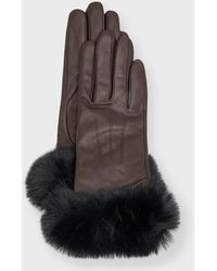 Sofiacashmere - Leather & Cashmere Gloves With Faux Fur Cuffs - Lyst