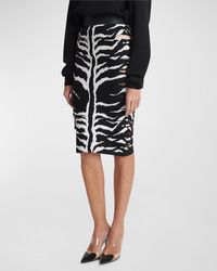 Alaïa - Zebra-Print Pencil Skirt With Cutout Detail - Lyst
