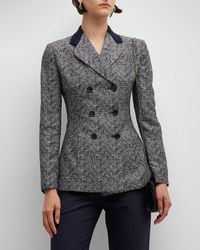 Emporio Armani - Heathered Double-breasted Wool-blend Blazer - Lyst