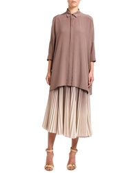 Agnona Oversized Silk Poncho Shirt - Purple