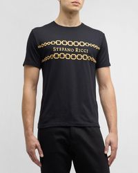 Stefano Ricci - Embroidered Chain Logo T-Shirt - Lyst