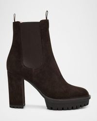 Gianvito Rossi - Suede Lug-Sole Booties - Lyst