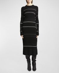 Proenza Schouler - Rachel Striped Button-Side Rib Midi Sweater Dress - Lyst
