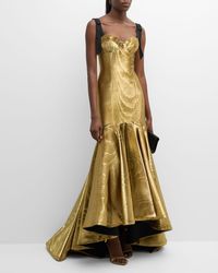 Bach Mai - Bow-Shoulder Metallic Bustier Mermaid Gown - Lyst
